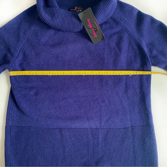 NWT Elena Wang Cowl Neck Indigo Sweater Sz L - Picture 5 of 6